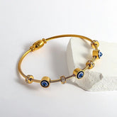 Anti-Tarnish Evil Eye Bangle | 18k Gold Plated