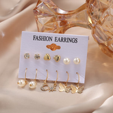6 Pairs Combo Latest Stylish Design Gold Earrings
