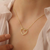 Stainless Steel Gold Plated Golden Heart Knot Necklace